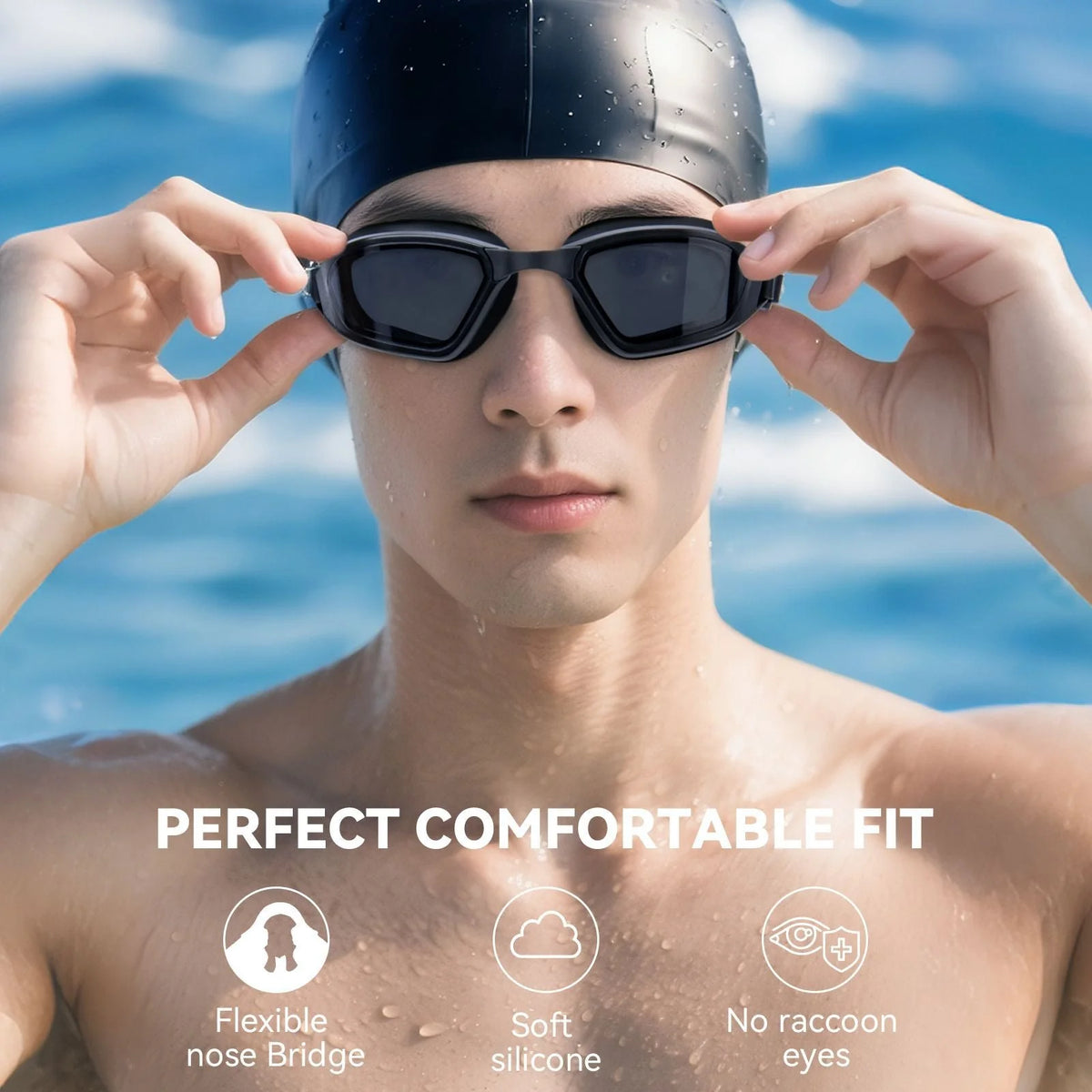 Universal Racing Swimming Goggles With Replaceable Nose Bridge - Anti-Fog