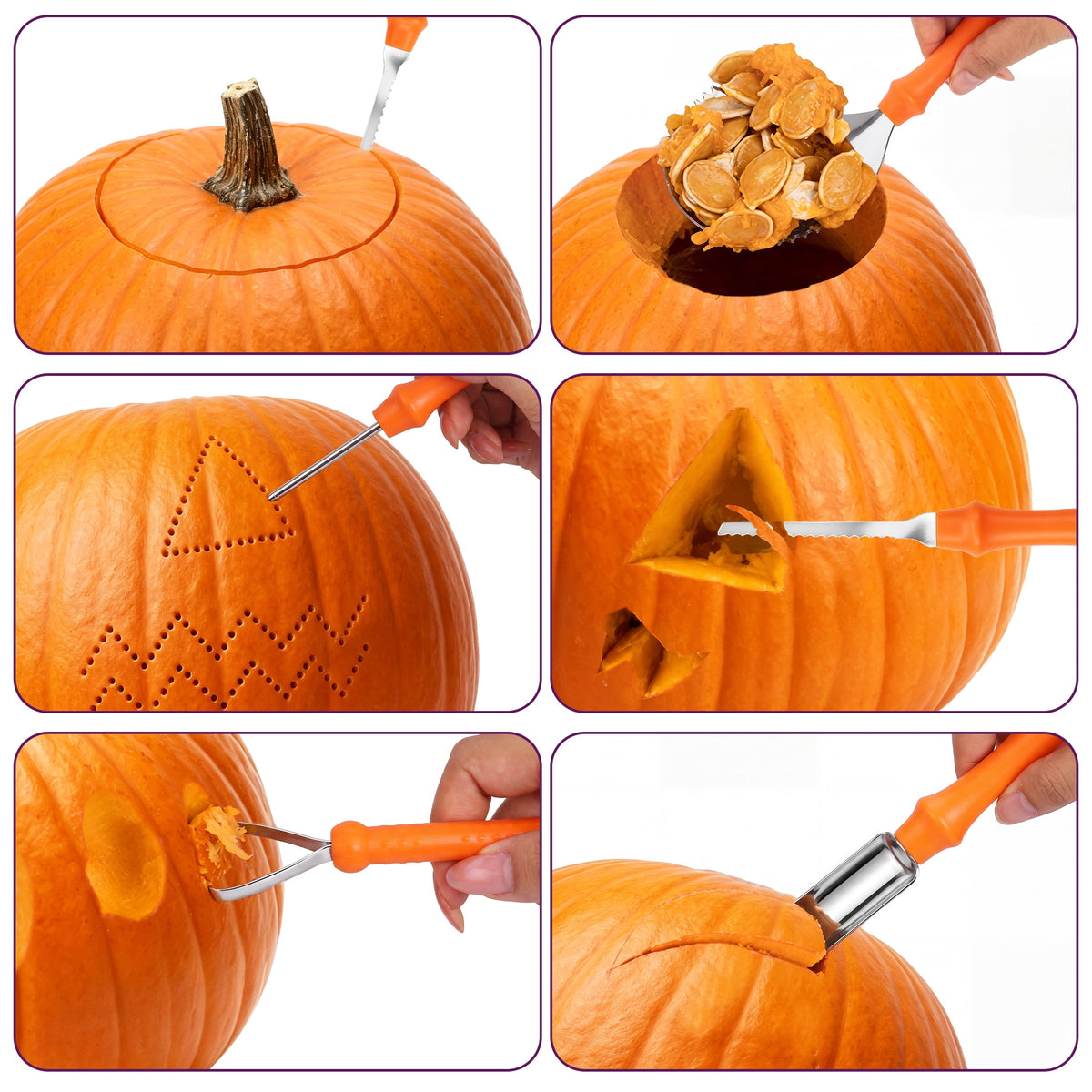 Topsome Halloween Pumpkin Carving Kit, 12 Pcs Professional Heavy Duty Pumpkin Carving Set, Stainless Steel Double-side Sculpting Tool for Halloween Decoration Jack-O-Lanterns