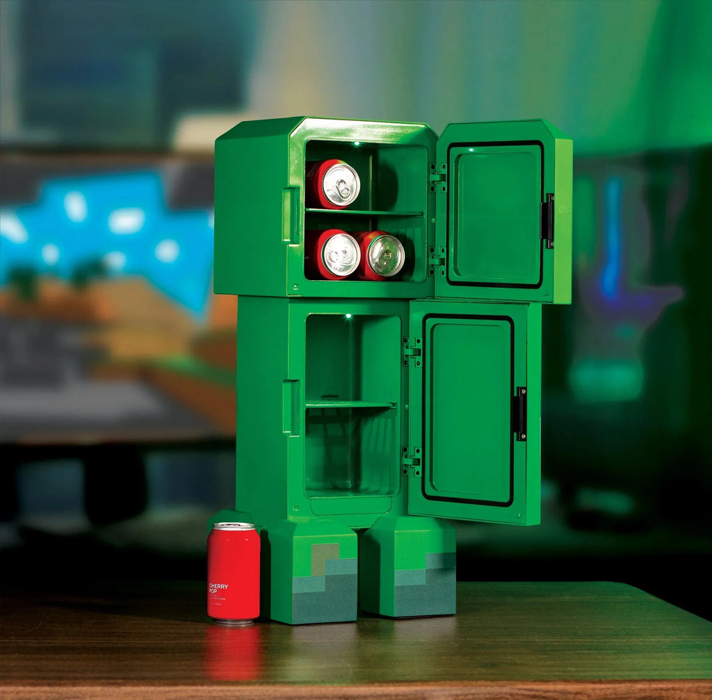 Minecraft Creeper 2 Door Mini Fridge, 8L, Green, 25.2 in H x 9.5 in W x 9.1 in D