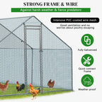 10 x 10 ft Metal Chicken Coop Walk-In Poultry Cage With Waterproof Cover