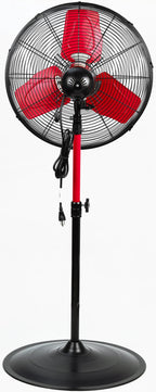 Hyper Tough 20 inch 3-Speed Oscillating Metal Pedestal Fan, Red & Black