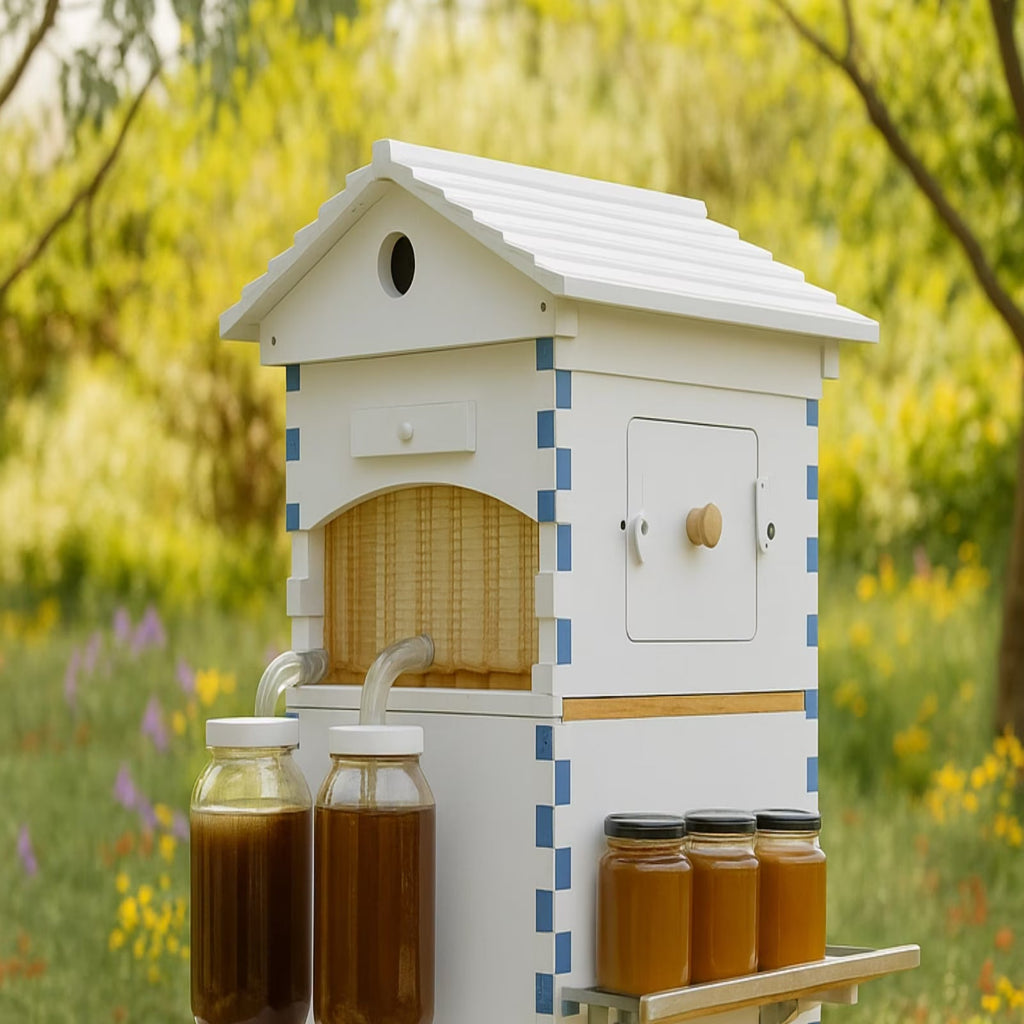AUSHIVE Wax-Coated Cedarwood Beehive Kit With 4 Beehive Frames And 6 Brood Frames - Beige