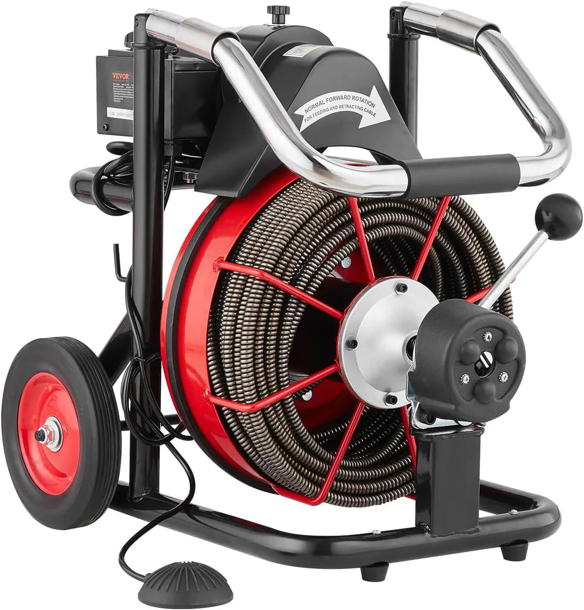 VEVOR Drain Cleaner Machine 100FT x 1/2 Inch, 550W, Red + Black - Drain Cleaner Machine 100 FT x 1/2 Inch