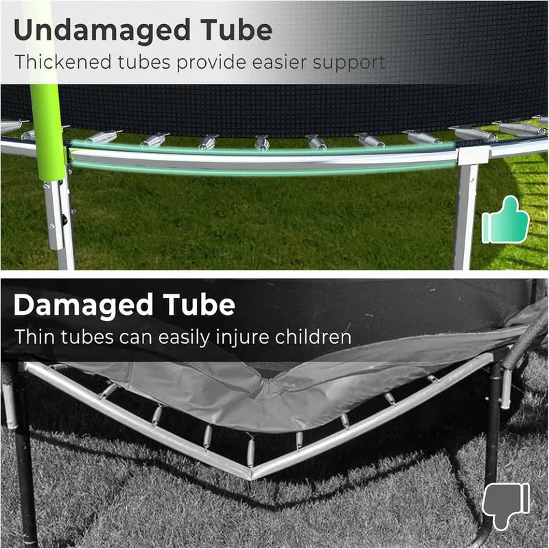 Trampoline With Enclosure Net And Adjustable Basketball Hoop - 8ft, 10ft, 12ft, 14ft, 15ft, 16ft