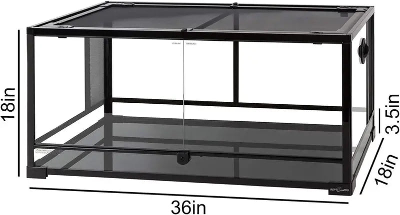 REPTI ZOO 50-Gallon Double-Door Glass Reptile Terrarium, 36 x 18 x 18 in - RK0119