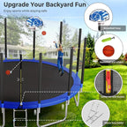 Trampoline With Enclosure Net And Adjustable Basketball Hoop - 8ft, 10ft, 12ft, 14ft, 15ft, 16ft