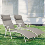 7 Position Folding Outdoor Chaise Lounge Chair With Cushion And Pillow