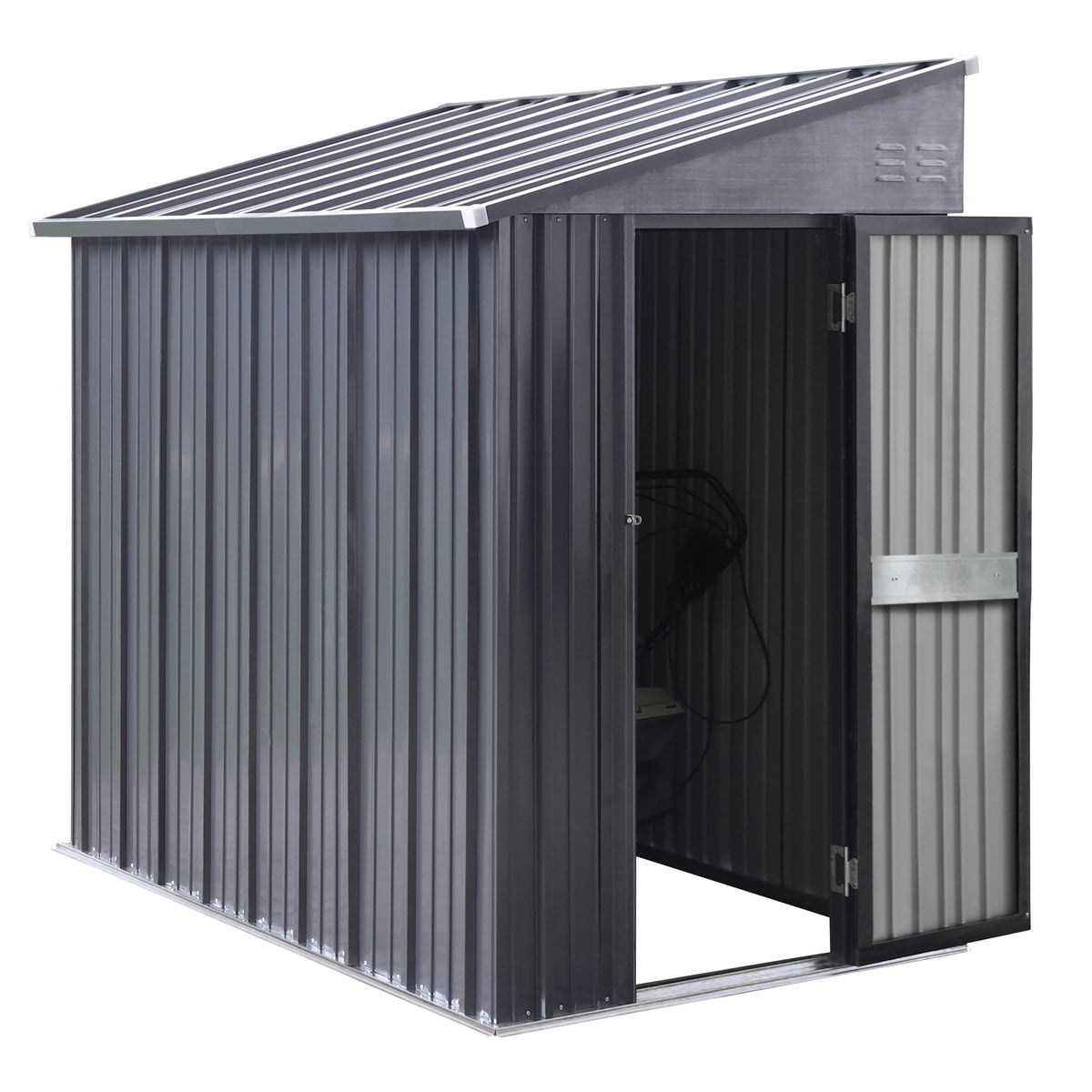 VEIKOUS Outdoor Lean-To Storage Shed 8' x 4', Grey
