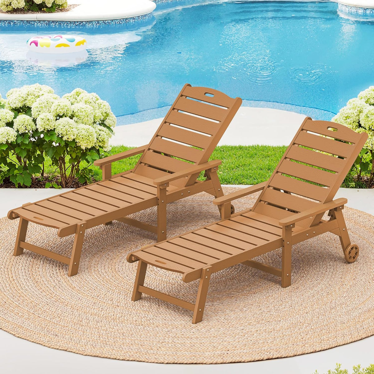 LUE BONA Outdoor Chaise Lounge Chairs Set Of 2, HDPS, 5-Position Adjustable