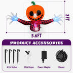 BeePrincess 5 FT Halloween Inflatable Pumpkin Ghost – Outdoor LED Blow-Up Decoration with Giant Arms, Light-Up Eyes, Waterproof Yard Decor for Lawn and Garden