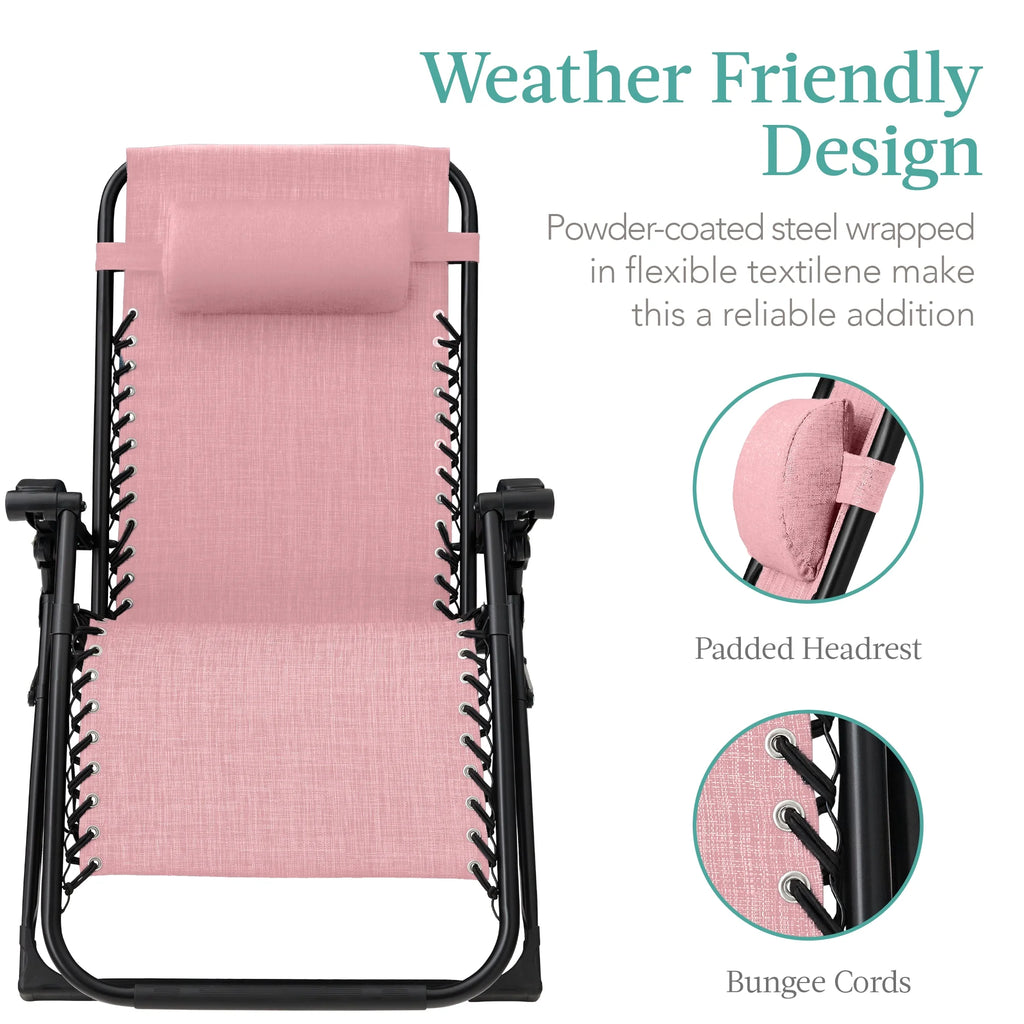 Best Choice Products Oversized Zero Gravity Folding Recliner With Removable Cushion And Side Tray - Fossil Gray