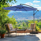Sweetcrispy 9.8FT Offset Patio Umbrella With Easy Tilt Adjustment, 8 Ribs, Blue