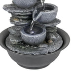 4-Tier Indoor Water Fountain - 7.8 x 7.8 x 10.6 in, Gray Resin