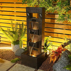 4 Floor-Standing Water Fountain With LED Lights For Garden, Patio, And Living Room