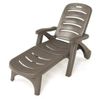 Rolling Folding Plastic Pool Lounge Chair With Armrests, 5 Position - Patio Deck Beach Chair