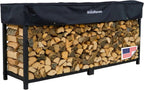Woodhaven 8-Foot Firewood Rack, 1/2 Cord, Heavy-Duty Steel - With Cover
