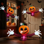 BeePrincess 5 FT Halloween Inflatable Pumpkin Ghost – Outdoor LED Blow-Up Decoration with Giant Arms, Light-Up Eyes, Waterproof Yard Decor for Lawn and Garden