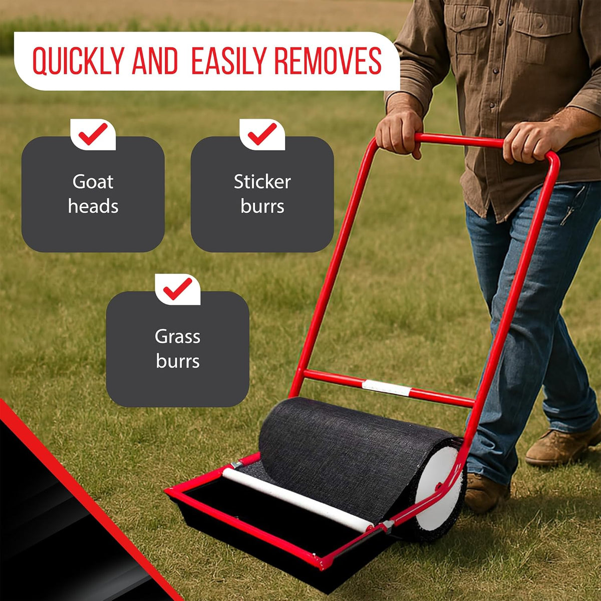 Sticker Burr Roller Remover, 18-inch Extra Wide - Push Model 2.0