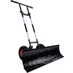 Best Choice Products 36in Galvanized Steel Blade Hand Snow Pusher With 2 Wheels, Adjustable Handle, Black