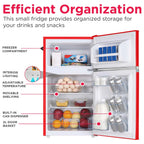 Frigidaire Retro Two-Door Compact Refrigerator With Freezer, 3.1 Cu. Ft., Red