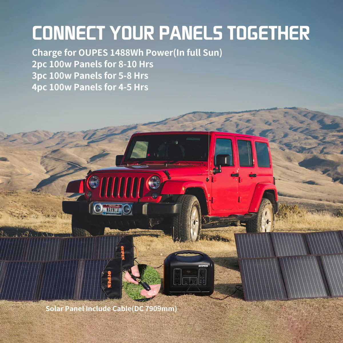 OUPES Portable Power Station 1488Wh 1800W With 2 x 100W Panels