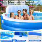 Inflatable Family Lounge Pool With Canopy, Bench And Backrest, 92in x 92in x 26in - Blue