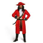 Joyfy Mens Pirate Captain Costume Set, Red Deluxe Captain Outfit for Adult Halloween Fancy Dress Up Party Cosplay