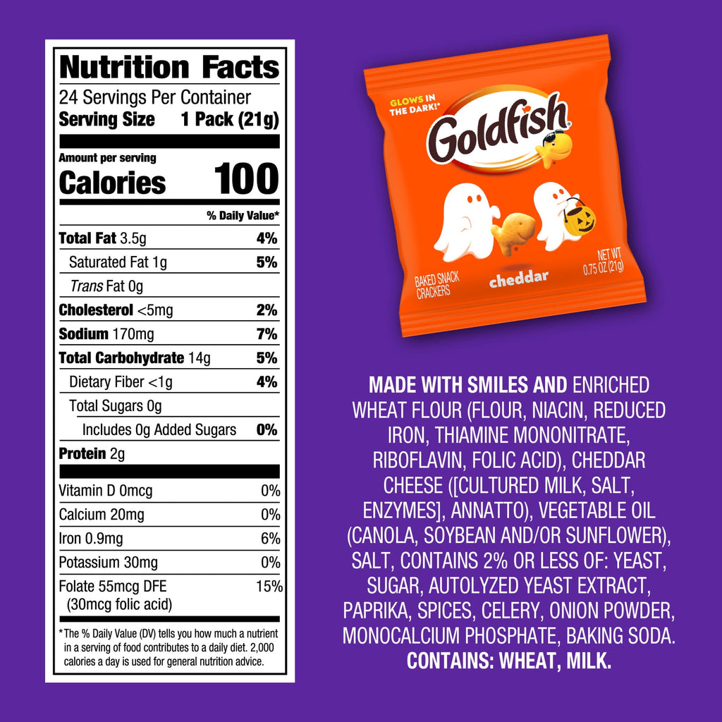 Goldfish Halloween Cheddar Cheese Crackers Multipack, 24 Pack