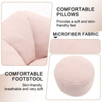 MOONMISS Microfiber Upholstered Round Bean Bag Sofa Chair With Ottoman - Gray