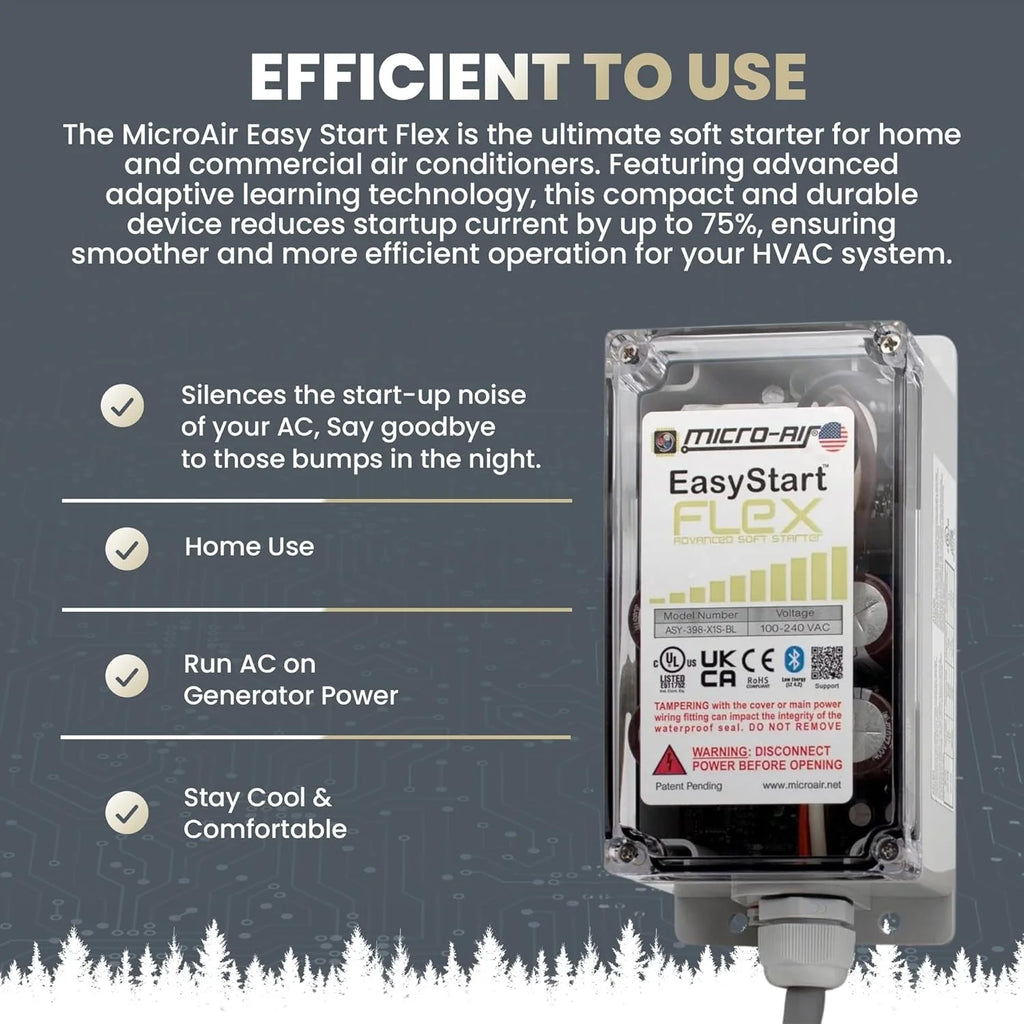 Micro-Air HVAC Soft Start Kit, Bluetooth, Up To 6 Tons - EasyStart FLEX 398