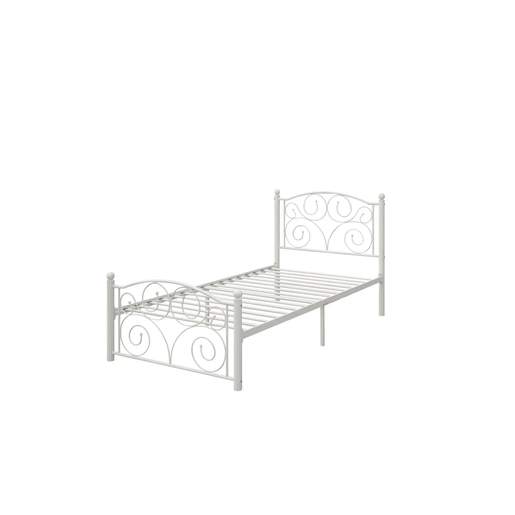 White Twin Size Metal Bed Frame
