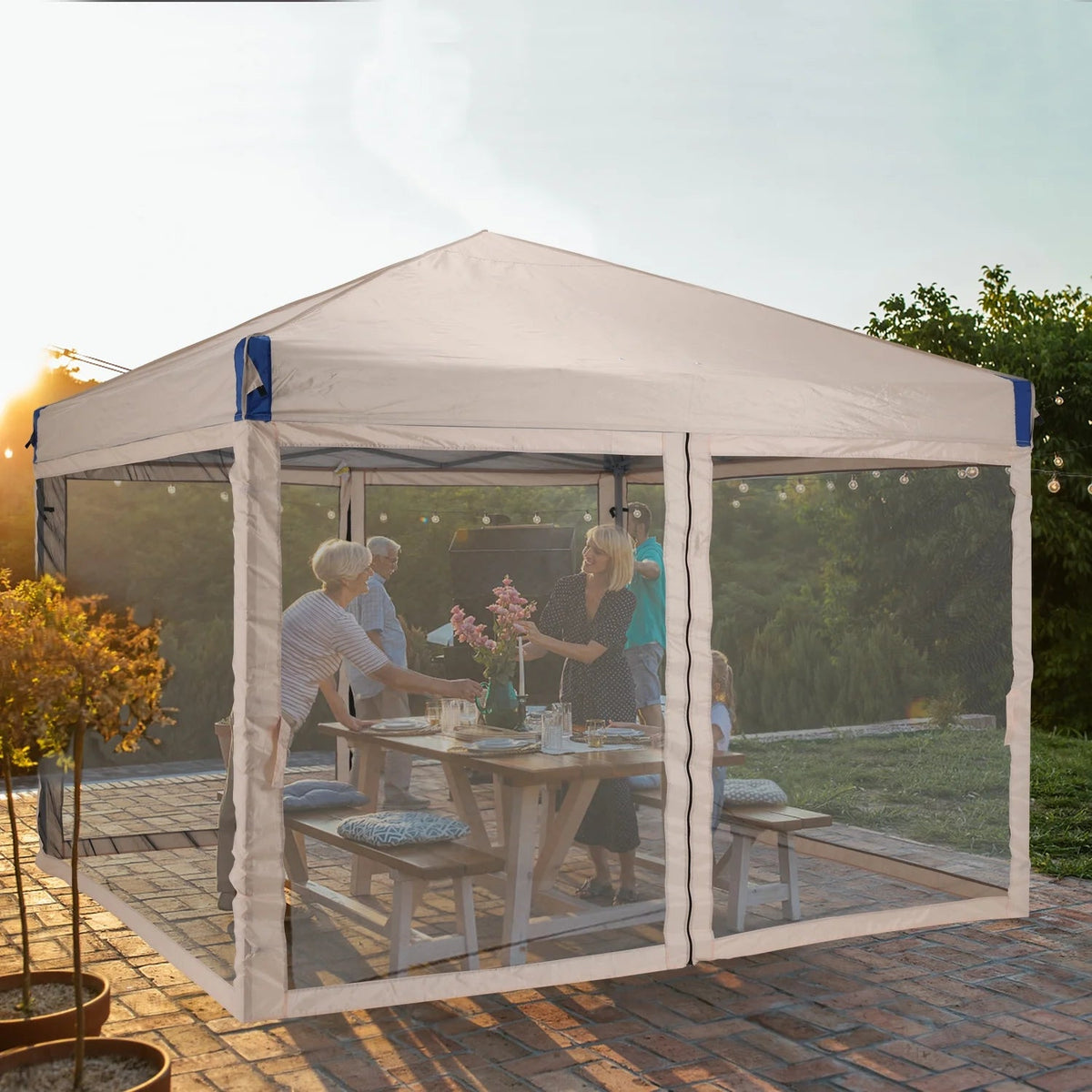 Aoodor Pop Up Canopy 12'x12' With Removable Mesh Sidewalls - Black