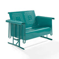 Crosley Outdoor Metal Loveseat Glider, Turquoise, 32.5in H x 48.75in W x 28in D - Bates