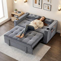 3-in-1 Pull-Out Sofa Bed With Charging Station, Cup Holder And Side Storage - 70in Grey