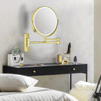 8 Inch Round Wall-Mounted Makeup Mirror, Rechargeable, 1X/10X Magnification, 3-Color LED Lights