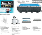 Intex Ultra XTR Rectangular Frame Above Ground Pool Set, 18' x 9' x 52"