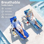 Yestomo 3-in-1 Outdoor Sun Tanning Lounge Chair, Blue, 330lbs Capacity