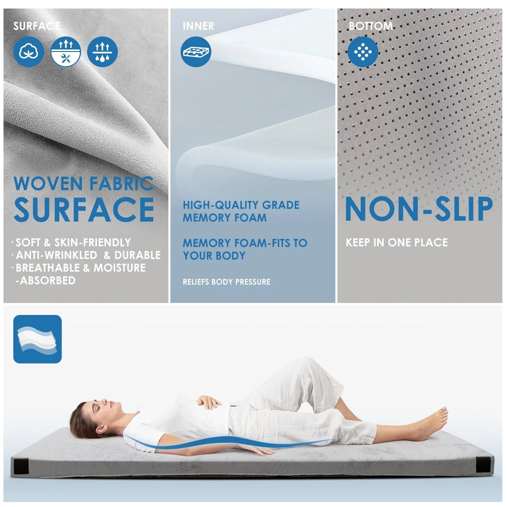 KingChii 3 Inch Thick Memory Foam Camping Mattress With Removable Waterproof Topper And Travel Bag