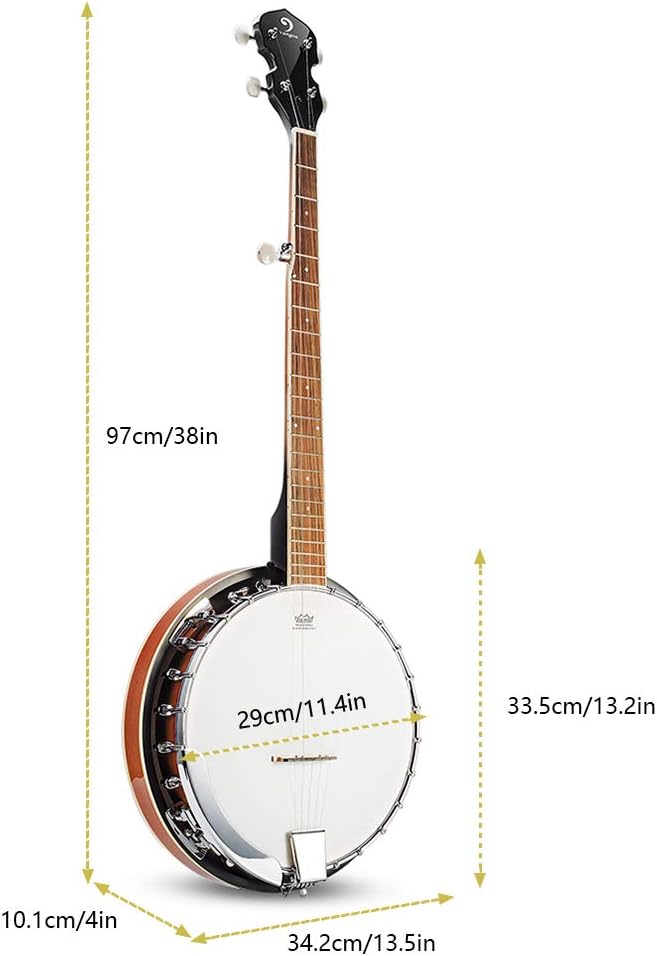 Vangoa 5-String 38 Inch Resonator Banjo Kit, Brown - VBJ-40