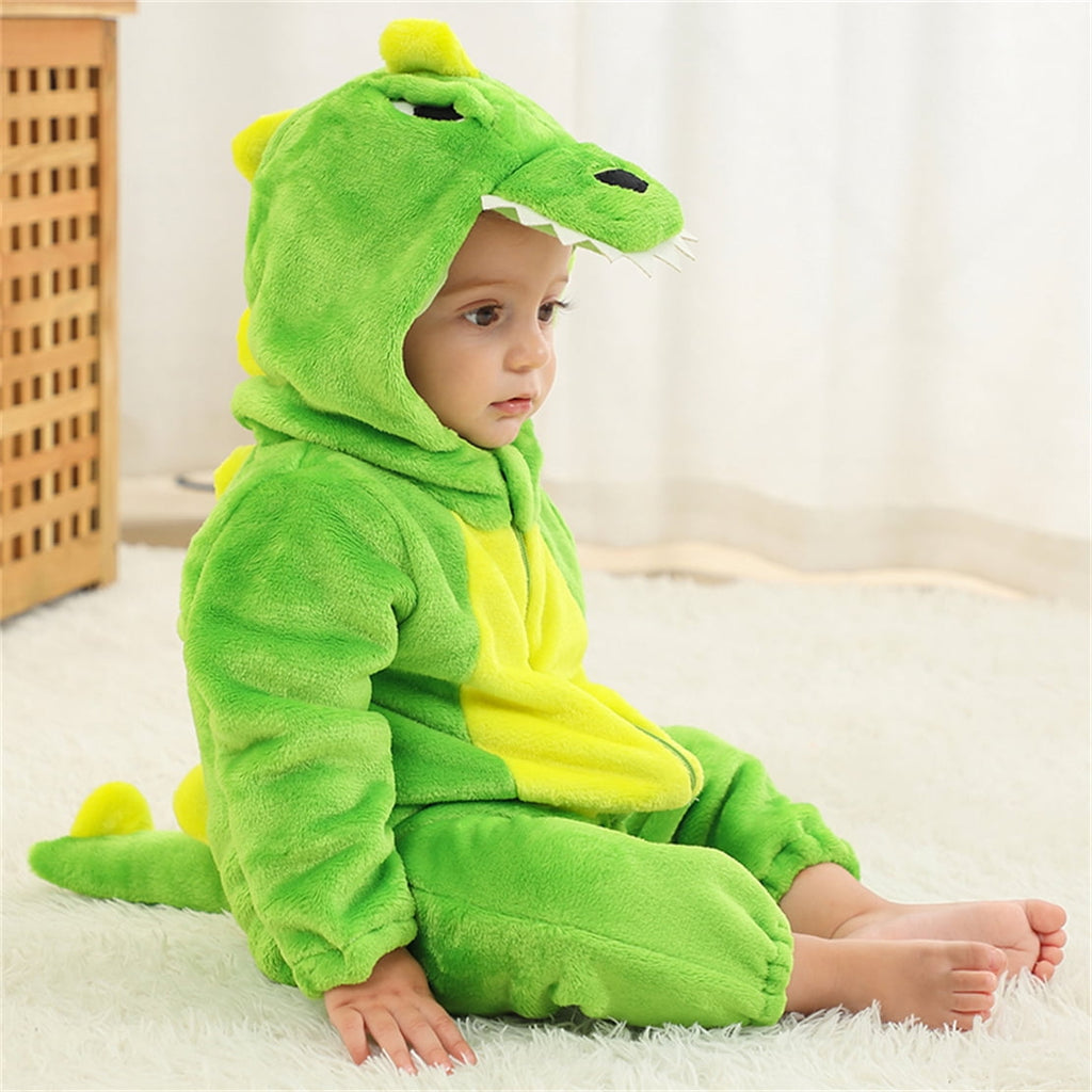 WIBACKER Infant Toddler Dinosaur Animal Fancy Dress Costume Baby Winter Flannel Hooded Romper Christmas Halloween Cosplay Jumpsuit