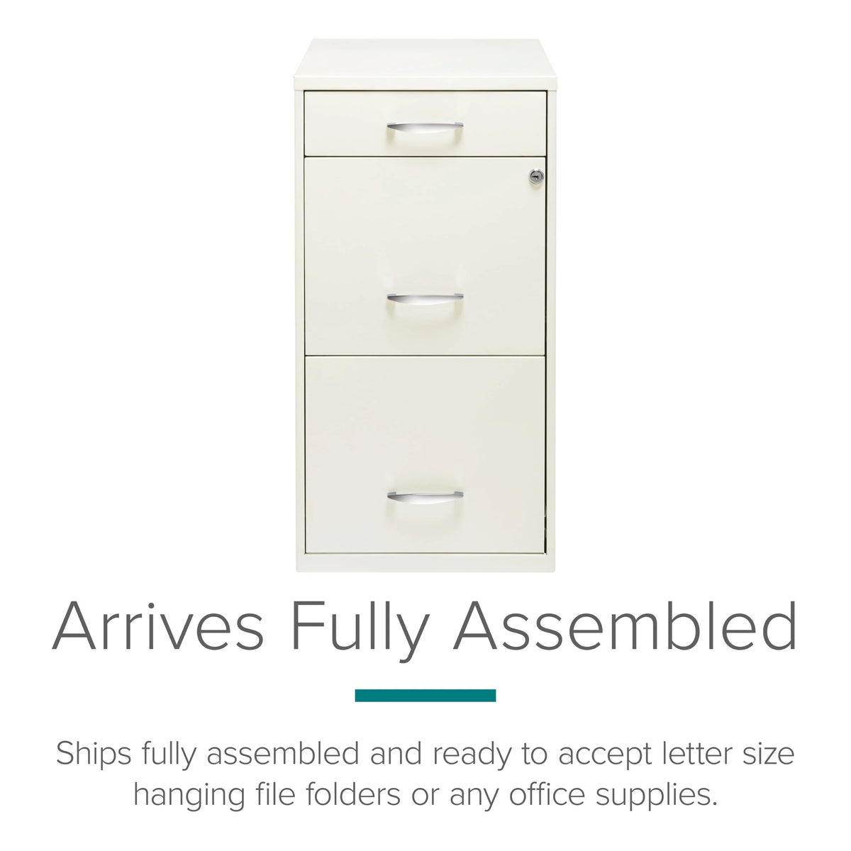 Space Solutions 3 Drawer Letter Width Vertical File Cabinet With Pencil Drawer, White