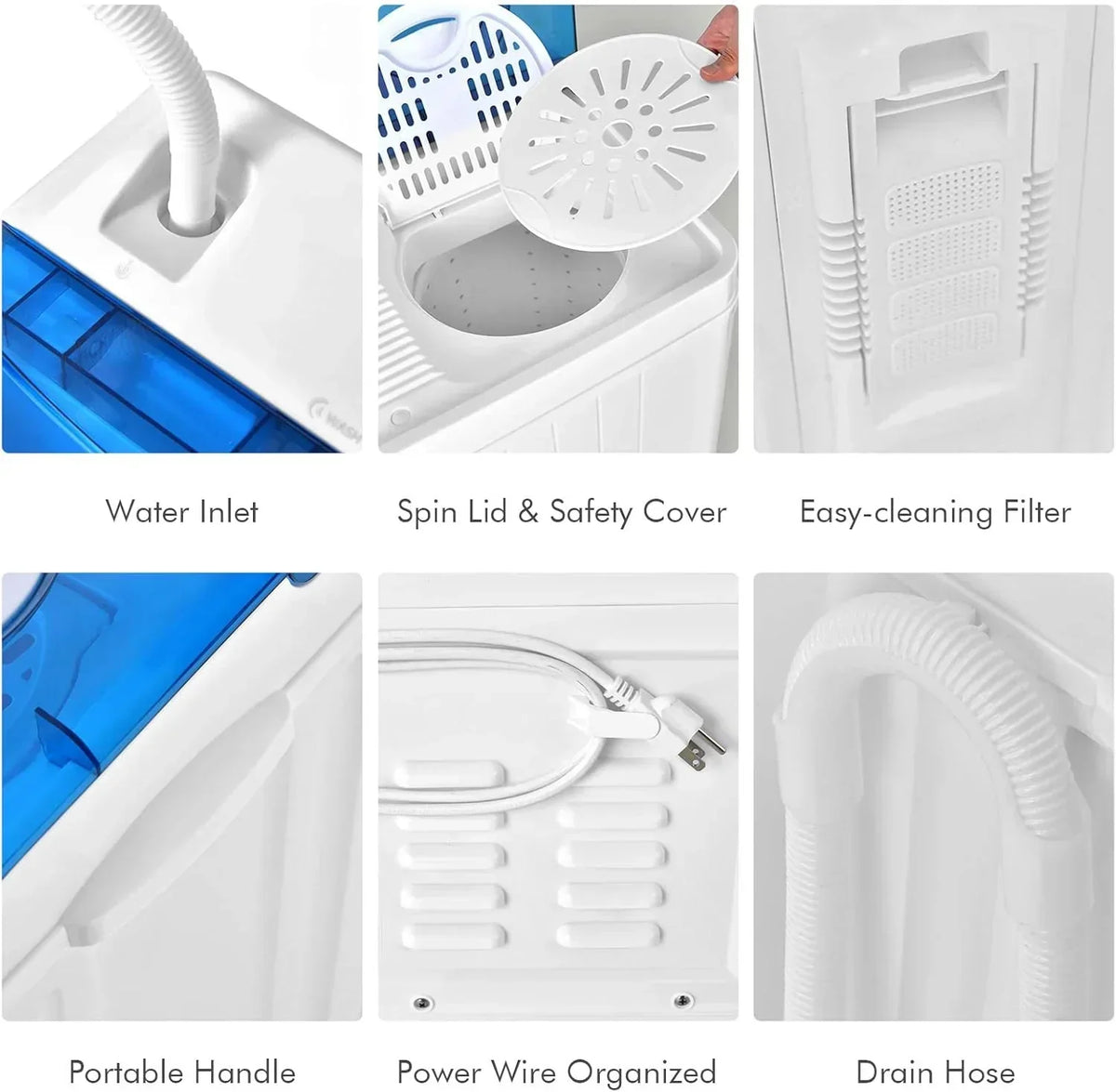 Costway Double Tub Washing Machine, 26 lb Capacity, 18 lb Wash, 8 lb Spin, Drain Pump