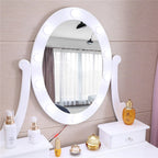 Ktaxon Vanity Table Set With 10 LED Lights, 5 Drawers, Cushioned Stool, White