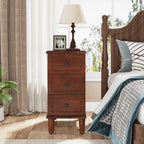 Solid Wood Narrow End Table With 3 Drawers - Fully Assembled