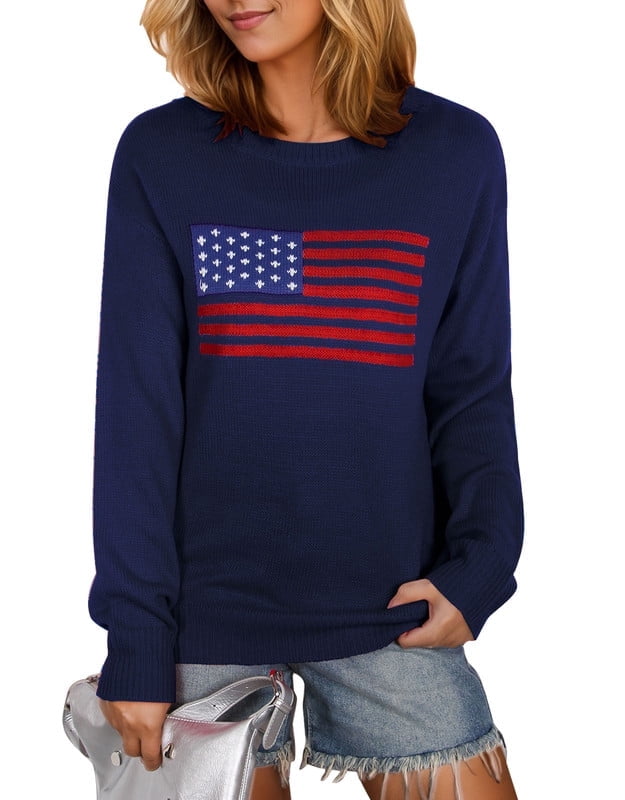 Crewneck Sweaters for Women Trendy Star Sweater Casual Pullover Sweaters Fall Lightweight Womens Sweaters Shermie