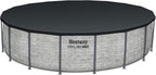 Steel Pro MAX 14 Foot x 48 Inch Round Steel Frame Above Ground Pool Set With 1,000 Filter Pump, Ladder And Cover - Gray