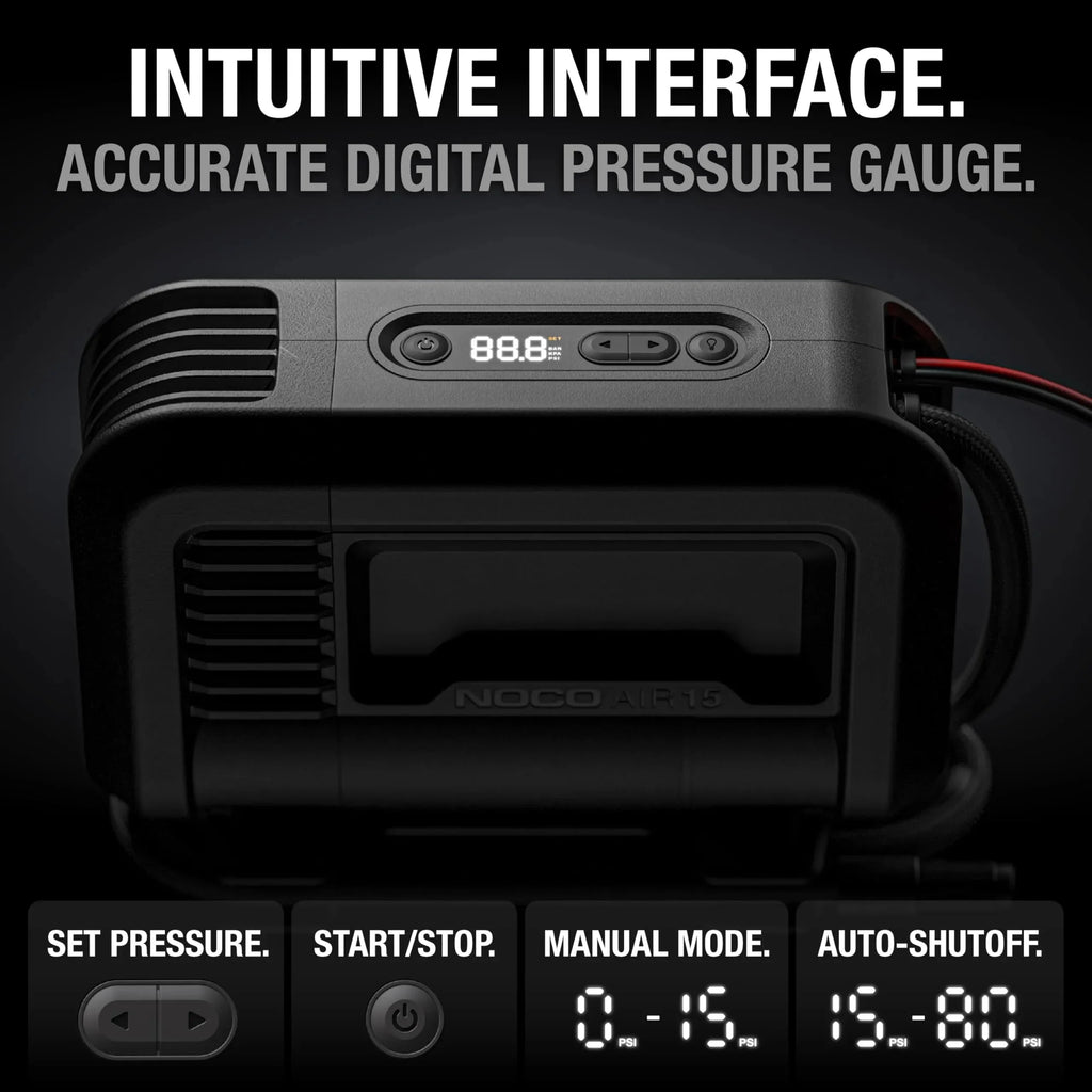 NOCO 15A 12V Portable Tire Inflator, 80 PSI - AIR15