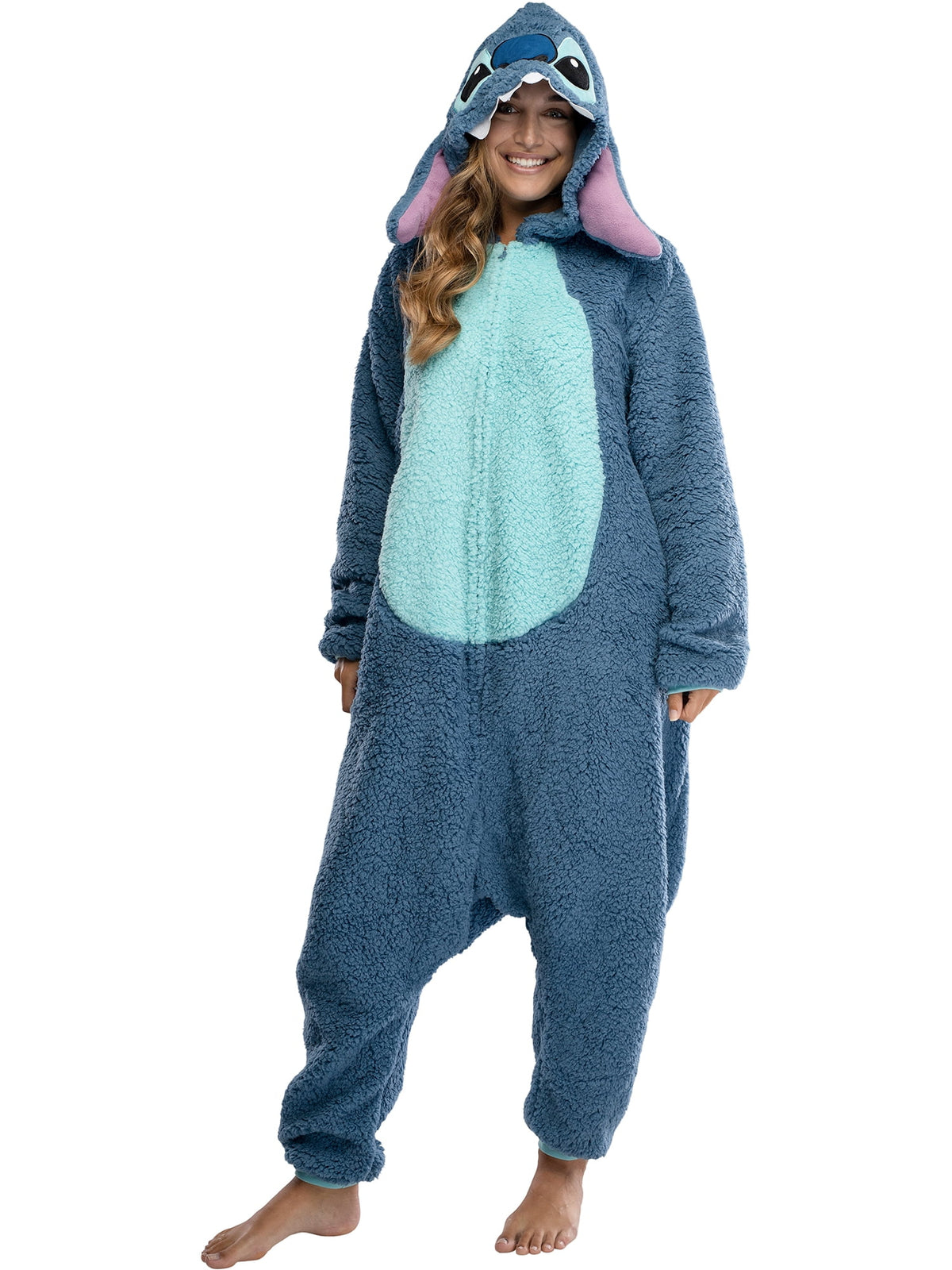 Disney Lilo & Stitch Adult Stitch Kigurumi Cosplay Costume Sherpa Union Suit Pajama Outfit