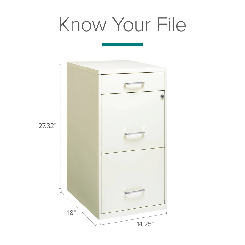 Space Solutions 3 Drawer Letter Width Vertical File Cabinet With Pencil Drawer, White