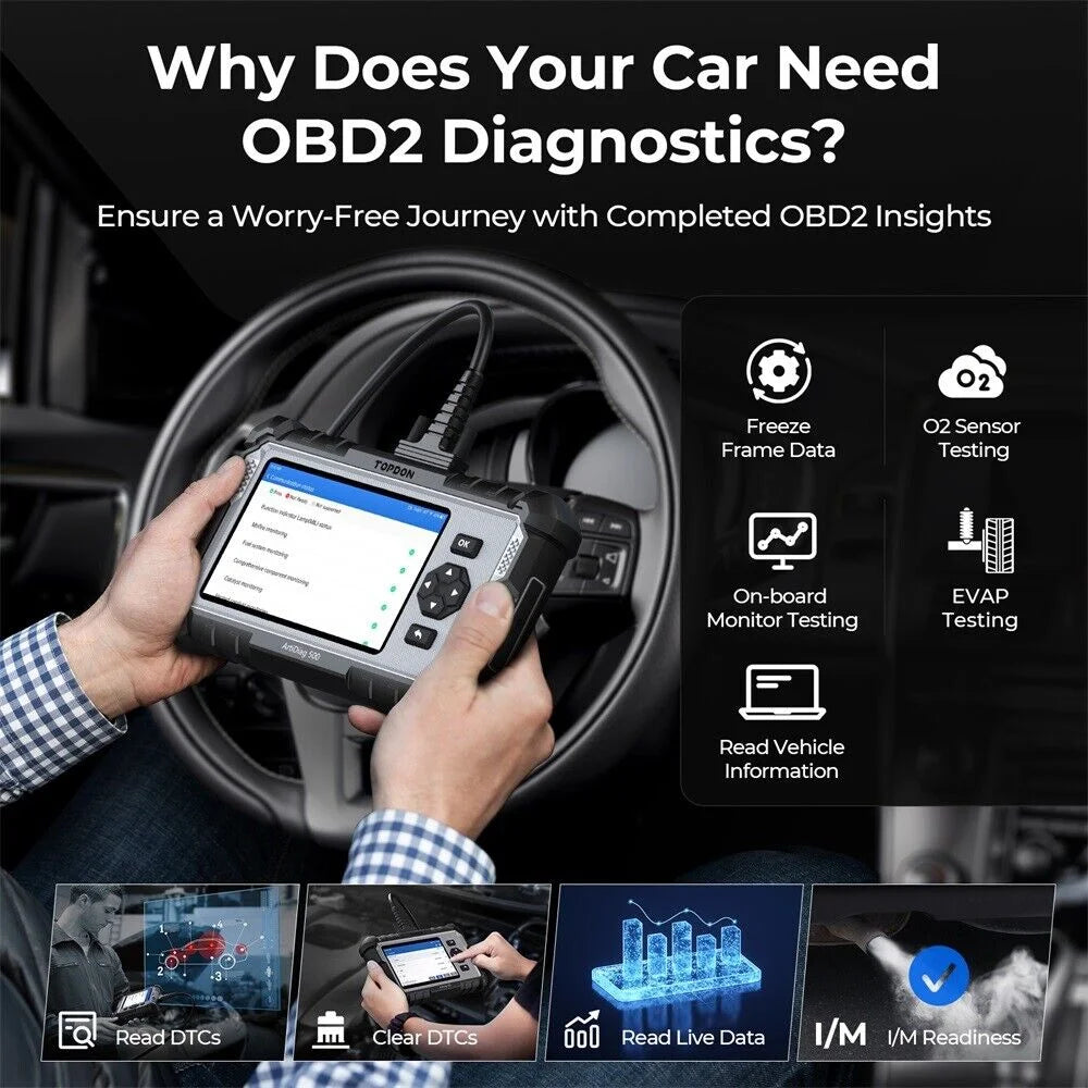 TOPDON Car Diagnostic Scanner With Engine, ABS, SRS, Transmission And CAN Tests - ArtiDiag500
